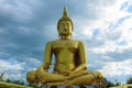 Ancient Big Buddha Image in the Field at Muang Temple , Ang Thong in Thailand