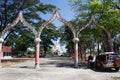 Ancient big buddha in Wat Thep Prathan or Khao Isan antique temple for thai people travelers travel visit respect praying blessing Royalty Free Stock Photo