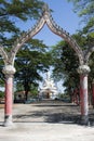 Ancient big buddha in Wat Thep Prathan or Khao Isan antique temple for thai people travelers travel visit respect praying blessing Royalty Free Stock Photo