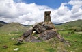 The ancient black church in the mountains of the Caucasus, Armenia