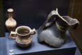 Ancient black glaze vessels in museum