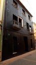 Ancient black house, unusual architecture, Spain,