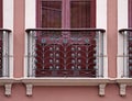 Ancient blacony detail on facade in Ouro Preto, Brazil Royalty Free Stock Photo