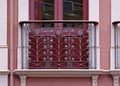 Ancient blacony detail on facade in Ouro Preto, Brazil Royalty Free Stock Photo