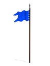 Ancient blue battle flag 3d rendering