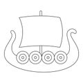 Ancient boat icon, outline style.