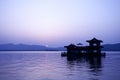 Ancient boat on lake