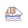 Ancient boat Outline with Colors Fill Vector Icon that can easily edit or modify.