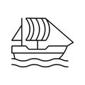 Ancient boat Outline Vector Icon that can easily edit or modify.