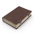 Ancient book in brown leather binding.