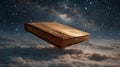 Ancient Book Floating in Starry Sky Royalty Free Stock Photo