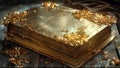 Ancient Book Golden Leaf Pages Holy Tome Bejeweled Almanac of Magick