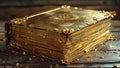 Ancient Book Golden Leaf Pages Holy Tome Bejeweled Almanac of Magick