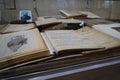 Ancient books of the 18th and 19th centuries in the Museum of Local History in Cherkasy Royalty Free Stock Photo