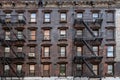 Ancient brick buildings with fire stairs Royalty Free Stock Photo