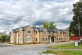 Ancient brick and stone houses of the ancient city of Middleburg near Washington. Architecture of buildings of the 18th-19th