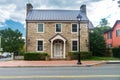 Ancient brick and stone houses of the ancient city of Middleburg near Washington. Architecture of buildings of the 18th-19th