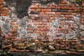 Ancient brick wall in Ayudhaya temple, Thailand. Royalty Free Stock Photo