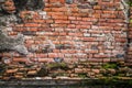 Ancient brick wall in Ayudhaya temple, Thailand. Royalty Free Stock Photo