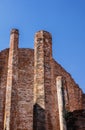 Ancient brick wall blue sky, Royalty Free Stock Photo