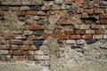 ancient brickwork with old brick wall fragment background and texture for retro building concept design architecture