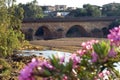 Ancient bridge, dry riverbed, city Niebla, Spain