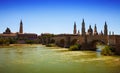 Ancient bridge over Ebro river in Zaragoza Royalty Free Stock Photo