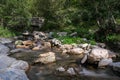 Ancient bridge over a Mountain Creek in Catalunya Royalty Free Stock Photo