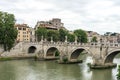 Ancient bridge over a river in Tiber, Rome, Italy Royalty Free Stock Photo