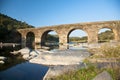 Ancient bridge on a river in salamanca Royalty Free Stock Photo