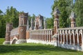 An ancient bridge on the territory of Tsaritsyno Park. Moscow Royalty Free Stock Photo