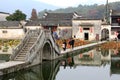 Ancient bridge in Unesco water village Hongcun, province Anhui, China Royalty Free Stock Photo