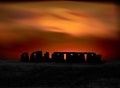 ancient Britain silhouetted at sunset