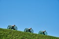 Ancient bronze cannons on the earth shaft