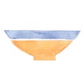 Ancient brown and blue bowl sign watercolor illustration.