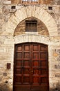 Ancient Brown Door Medieval Town San Gimignano