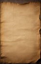 Ancient brown worn parchment, sepia colored piece of paper. PNG with no background available.