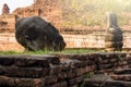 Ancient Buddha The head and body are separated. Wat Mahathat Ayutthaya Province.