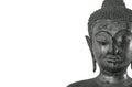 Ancient Buddha image in monochrome tone on white background