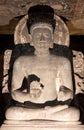 Ancient Buddha statue in Ajanta caves, India Royalty Free Stock Photo