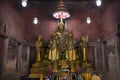Ancient buddha statue in antique old ubosot for thai people foreign traveler travel visit and respect praying blessing holy