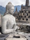 Ancient Buddha Statue at Borobudur Temple Ruins, Yogyakarta, Java, Indonesia Royalty Free Stock Photo