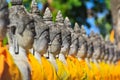 Ancient buddha statue in a row Royalty Free Stock Photo