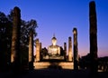 Ancient buddha statue at twilight