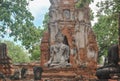 Ancient Buddha statue in Wat Phra Mahathat temple, in Phra Nakhon Si, Ayutthaya Historical Park, Thailand