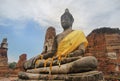 Ancient Buddha statue in Wat Phra Mahathat temple, in Phra Nakhon Si, Ayutthaya Historical Park, Thailand