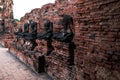 Ancient buddha statue were destroyed during the war,no head in Ayutthaya province, Thailand.