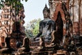 Ancient buddha statue were destroyed during the war,no head in Ayutthaya province, Thailand.