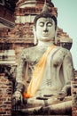 Ancient Buddha at Wat Yai Chaimongkol, Ayutthaya Royalty Free Stock Photo