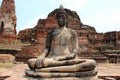 Ancient Buddha at Watyaichaimongkol Temple in Ayudhaya, Th